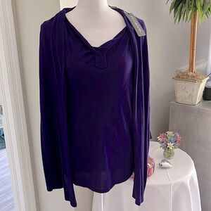 Motive Dark Amethyst Purple Jewel tone Lightweight Sweater Set